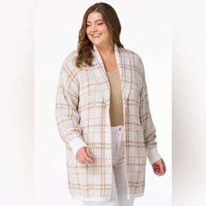 ❄️ Cato | PLUS SIZE CARAMEL CREAM CHECK CARDIGAN SWEATER 18/20